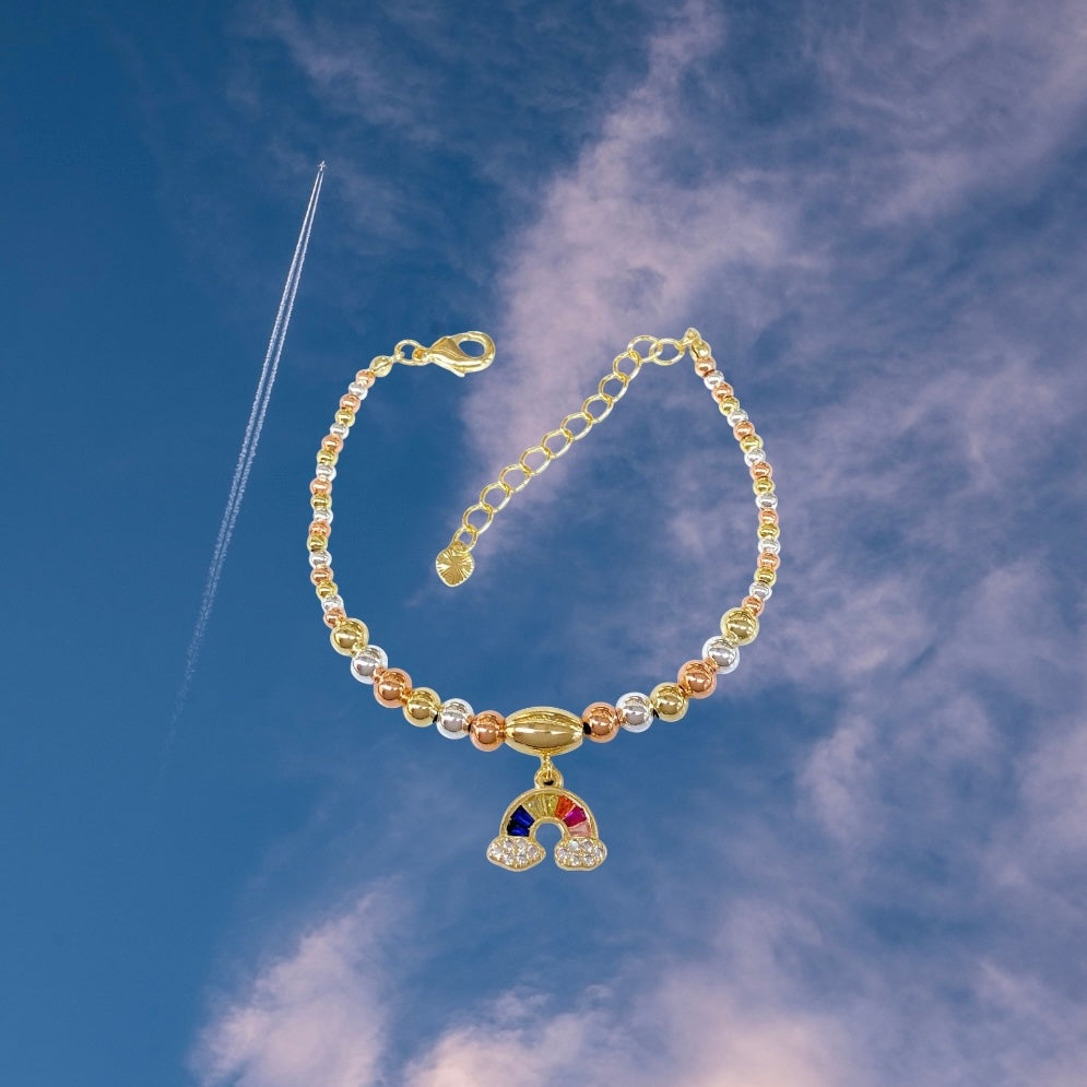 rainbow gold filled beaded bracelet